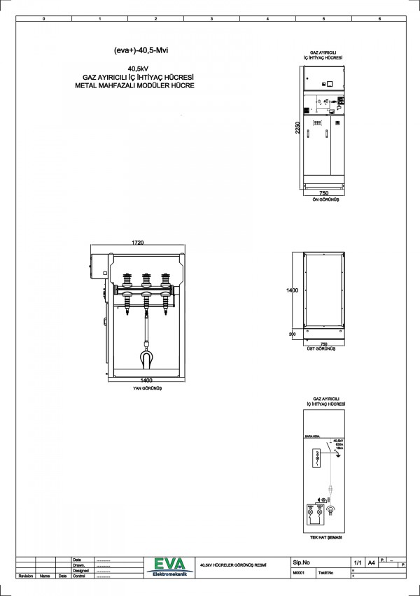 EVA+-40,5-Mvi Gaz Ayırıcılı İç İhtiyaç Hücresi (Metal Mahfazalı Modüler Hücre)