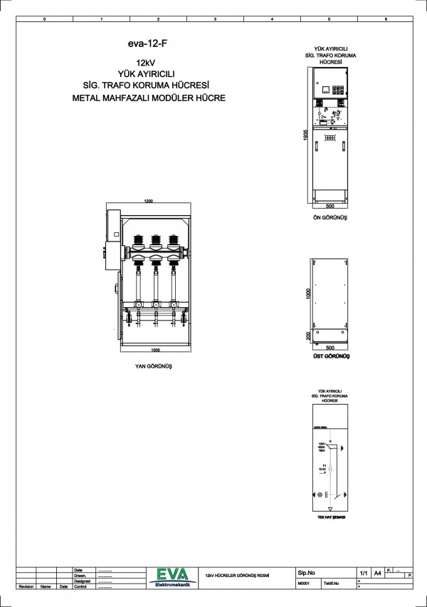 EVA-12-F Yük Ayırıcılı Sigorta Trafo Hücresi (Metal Mahfazalı Modüler Hücre)